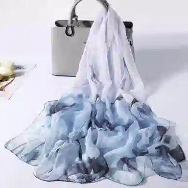 上海故事 春花秋月喷绘真丝长巾 桑蚕丝 丝巾 女款