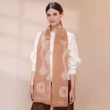 上海故事 青春洋气加厚暖暖高档送礼针织保暖披肩软糯长围脖 绵羊毛 绒线围巾 男女同款情侣款