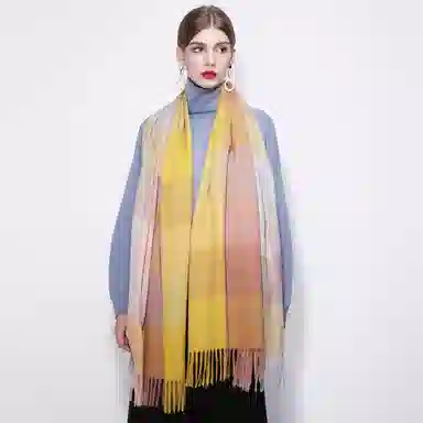 上海故事 时尚美拉德风保暖外出外搭护肩氛围感 聚酯纤维 绒线围巾 女款