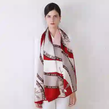 上海故事 青春素绉缎花漾郁金 桑蚕丝 丝巾 女款 礼盒装