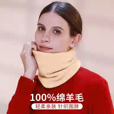 上海故事 亲肤保暖纯色针织围巾小脖套 绵羊毛 围脖 男女同款情侣款