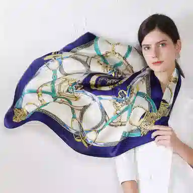 上海故事 加大真丝大方巾 桑蚕丝 丝巾 女款 温婉花意