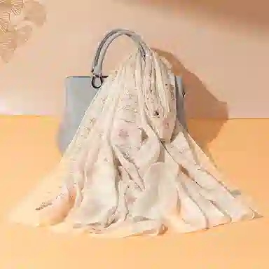 上海故事 真丝刺绣长巾 桑蚕丝 丝巾 女款 情缘韵娜