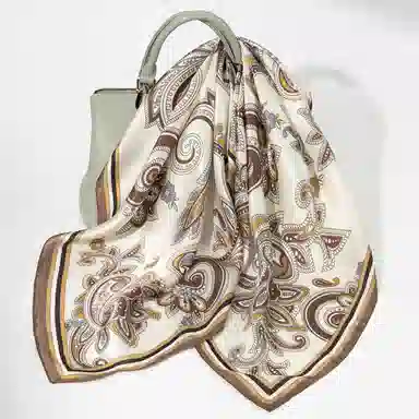 上海故事 加大真丝大方巾 桑蚕丝 丝巾 女款 温婉花意