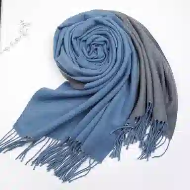 上海故事 冬季加厚双面两用保暖 外出时尚洋气拼色 聚酯纤维 绒线围巾 女款