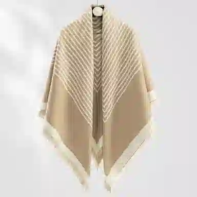 上海故事 秋冬季双面双色洋气旅游外出防寒保暖外搭提花 聚酯纤维 披肩 女款