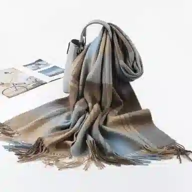 上海故事 送礼  百搭格子大披肩 绒线围巾  女款 礼盒装