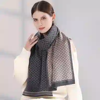 上海故事 青春洋气加厚暖暖高档送礼针织保暖披肩软糯长围脖 绵羊毛 绒线围巾 男女同款情侣款
