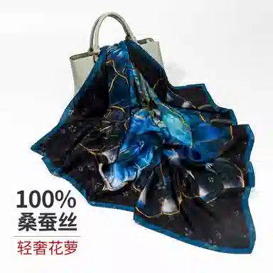 丝萝工艺 上海故事 花萝真丝喷绘大方巾 桑蚕丝 丝巾 女款 别样桃花