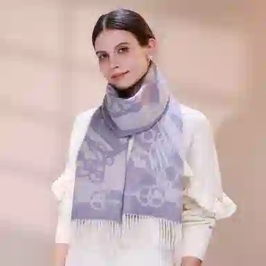 上海故事 轻奢优雅粗纺提花披肩 山羊绒 绒线围巾 女款