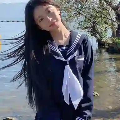 美丽衣橱 日系学院风海军领长袖衬衫纯色褶饰休闲短裙裙装套装 女款 藏蓝色