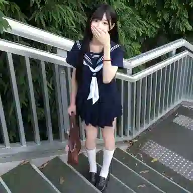 美丽衣橱 日系学院风海军领长袖衬衫纯色褶饰休闲短裙裙装套装 女款 藏蓝色