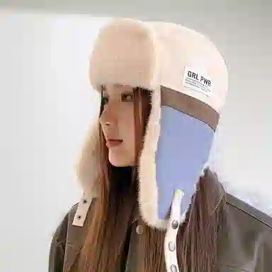 祎步康 加厚保暖百搭护耳帽户外骑行滑雪飞行员帽毛绒 涤纶 雷锋帽 男女同款情侣款