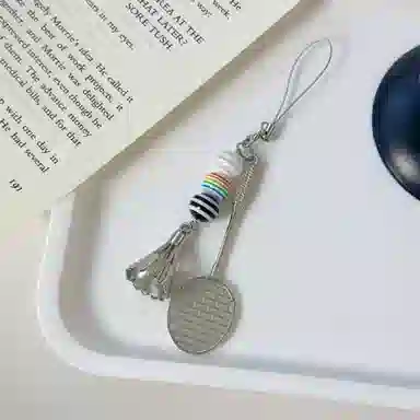 祎步康 羽毛球网拍创意手机小众包包挂饰 金属 挂件 男女同款情侣款