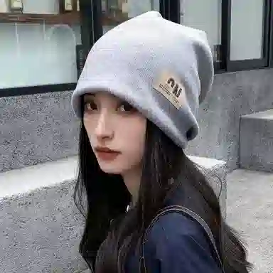 祎步康 秋冬季日系显脸小堆堆帽时尚百搭护耳保暖针织帽个性潮流包头帽 涤纶 帽子 男女同款情侣款