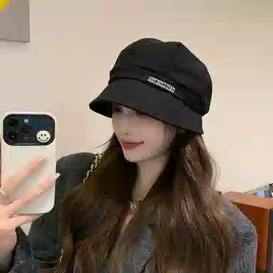 祎步康 韩式秋冬款八角帽纯色显脸小盆帽气质百搭帽 棉 贝雷帽 女款