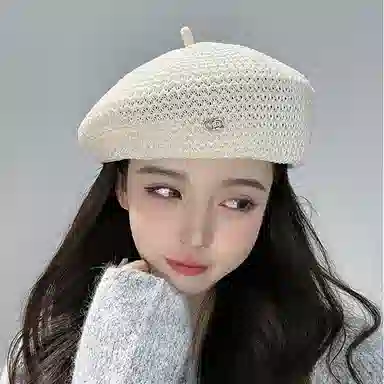 祎步康 透气显脸小薄款百搭定型压褶设计 棉麻 贝雷帽 女款