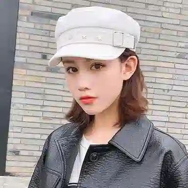 祎步康 黑色星星鸭舌帽秋冬季英伦复古贝雷帽新海军风韩版报童画家帽 棉 帽子 女款