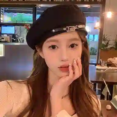 祎步康 日系皮带金属扣小众网红复古平顶百搭显脸小英伦画家帽 腈纶 贝雷帽 女款