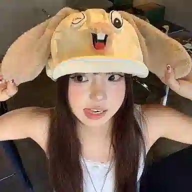 祎步康 卡通可爱小兔子耳朵云朵 棉 贝雷帽 女款