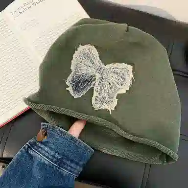 祎步康 韩式小众设计感蝴蝶结刺绣显脸小#好运 涤纶 帽子 女款