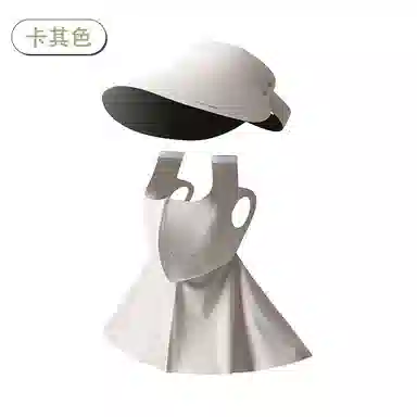 【UPF50+二合一】 祎步康 可拆卸 夏季防紫外线全脸护颈一体遮阳帽百搭冰丝口罩 锦纶 防晒面罩 女款