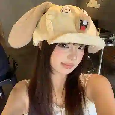 祎步康 卡通可爱小兔子耳朵云朵 棉 贝雷帽 女款