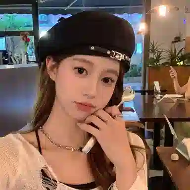 祎步康 日系皮带金属扣小众网红复古平顶百搭显脸小英伦画家帽 腈纶 贝雷帽 女款