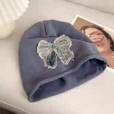 祎步康 韩式小众设计感蝴蝶结刺绣显脸小#好运 涤纶 帽子 女款