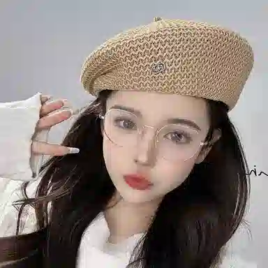 祎步康 透气显脸小薄款百搭定型压褶设计 棉麻 贝雷帽 女款