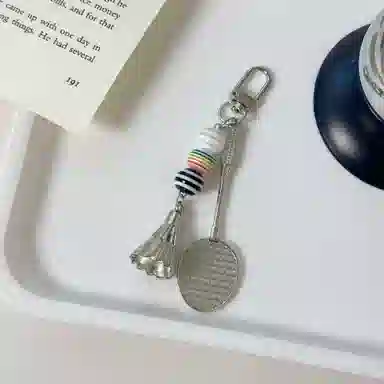 祎步康 羽毛球网拍创意手机小众包包挂饰 金属 挂件 男女同款情侣款