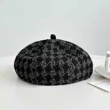 祎步康 时尚英伦针织格子 棉涤 贝雷帽 女款