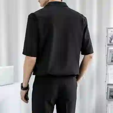 寻星记 美式韩版冰丝男士夏季高级感抗皱免烫商务休闲短袖衬衣衬衫 男女同款