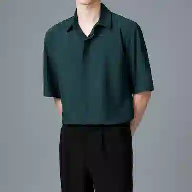 寻星记 美式韩版冰丝男士夏季高级感抗皱免烫商务休闲短袖衬衣衬衫 男女同款