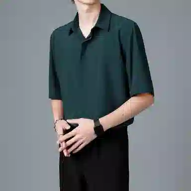 寻星记 美式韩版冰丝男士夏季高级感抗皱免烫商务休闲短袖衬衣衬衫 男女同款