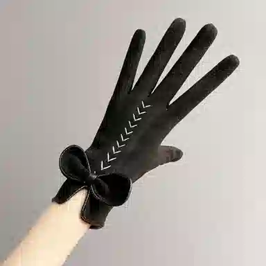 优幽兰 秋冬季电动车骑车设计感氛围感小众五指分指百搭时尚防风防寒通勤护手气质高级感穿搭 绒线手套 女款