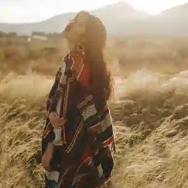 优幽兰 设计感撞色 旅行拍照打卡民族风防风防寒高级感 两用实用 披肩 女款 礼盒装