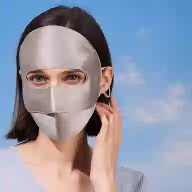 优幽兰 时尚百搭遮全脸户外防紫外线口罩高颜值纯色遮阳护眼角舒适透气脸基尼骑行防风 桑蚕丝 防晒面罩 女款