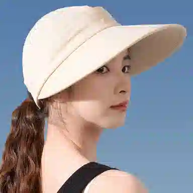 优幽兰 春夏防紫外线遮阳学生大头围显脸小小众骑车开车 聚酯纤维 防晒帽 女款