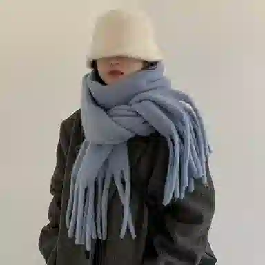 优幽兰 秋冬百搭时尚纯色显脸小针织加厚防风防寒保暖 外搭小众穿搭礼盒装 绒线围巾 女款