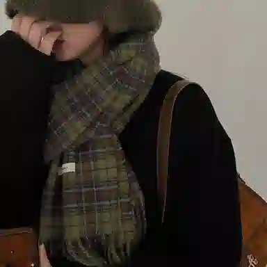 优幽兰 学生格子加厚保暖防风防寒护脖休闲 绒线围巾 男女同款情侣款