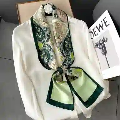 优幽兰 桑蚕丝长款气质韩版衬衣穿搭设计感发带通勤实用细窄款领巾实用飘带减龄四季通用 丝巾 女款