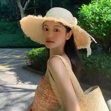 优幽兰 韩系氛围感大帽檐显脸小拉菲草设计感飘带草帽 时尚百搭夏天海边沙滩帽日系防紫外线遮阳帽太阳帽街拍旅游气质 草编 防晒帽 女款
