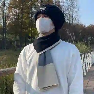 优幽兰 韩版显脸小拼色防风防寒针织商务加厚保暖可双面戴高级感 绒线围巾 男款