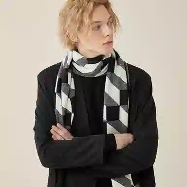 优幽兰 秋冬百搭时尚韩版显脸小针织商务休闲气质简约防风防寒经典款保暖护 绒线围巾 男款