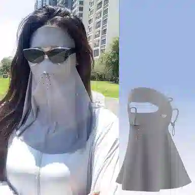 优幽兰 休闲简约全脸防紫外线脸罩夏季百搭高级感通勤出行骑车遮阳口罩护颈一体透气脸基尼 锦纶 防晒面罩 女款
