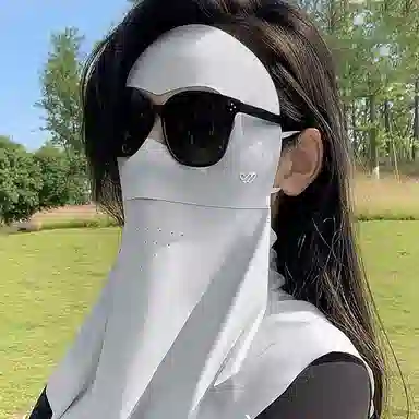 优幽兰 休闲简约全脸防紫外线脸罩夏季百搭高级感通勤出行骑车遮阳口罩护颈一体透气脸基尼 锦纶 防晒面罩 女款