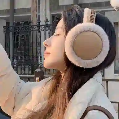 优幽兰 韩版显脸小头戴式 户外防风防寒毛绒 聚酯纤维 耳罩 女款