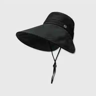 优幽兰 时尚简约高级感大帽檐显脸小黑胶遮阳帽夏季百搭出游防紫外线防风太阳帽 锦纶 防晒帽 女款