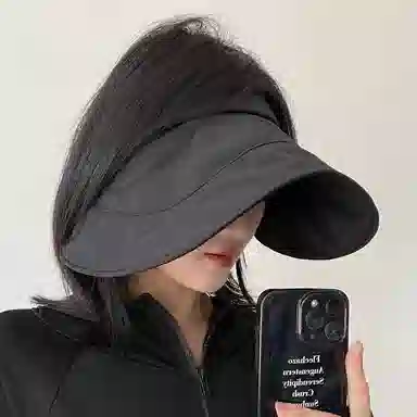 优幽兰 夏季透气遮阳防紫外线可折叠发箍式空顶大帽檐拍照打卡显脸小户外出游骑车 锦纶/氨纶 防晒帽 女款